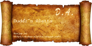 Dudás Aletta névjegykártya